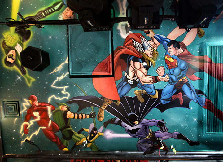 漫威题材天顶壁画美国队长就这个feel